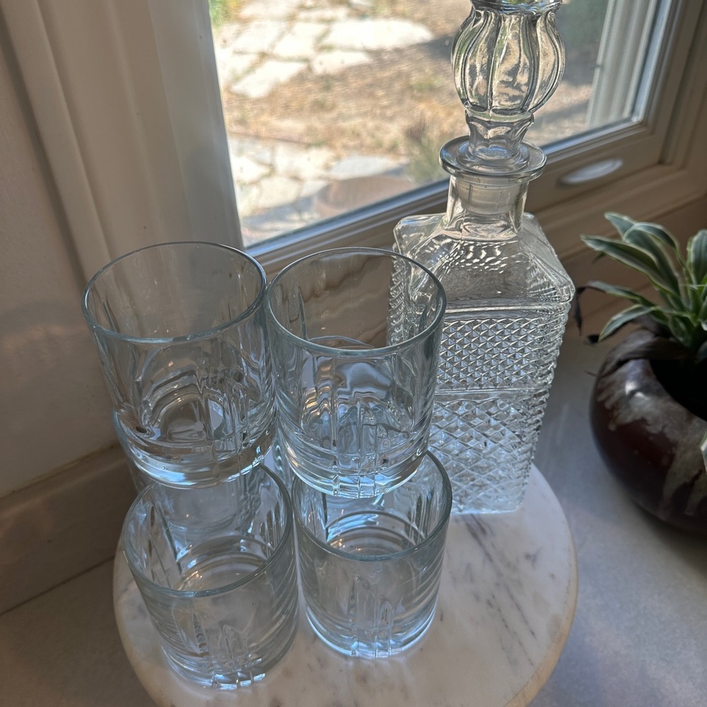 Vintage Glass Decanter and Tumbler Set with tray. Ralph Lauren style - Picture 3 of 11